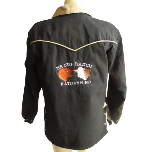 Vintage Womens Rancher Jacket Powder River Outfitters Black Canvas Embroidered - Picture 2 of 11